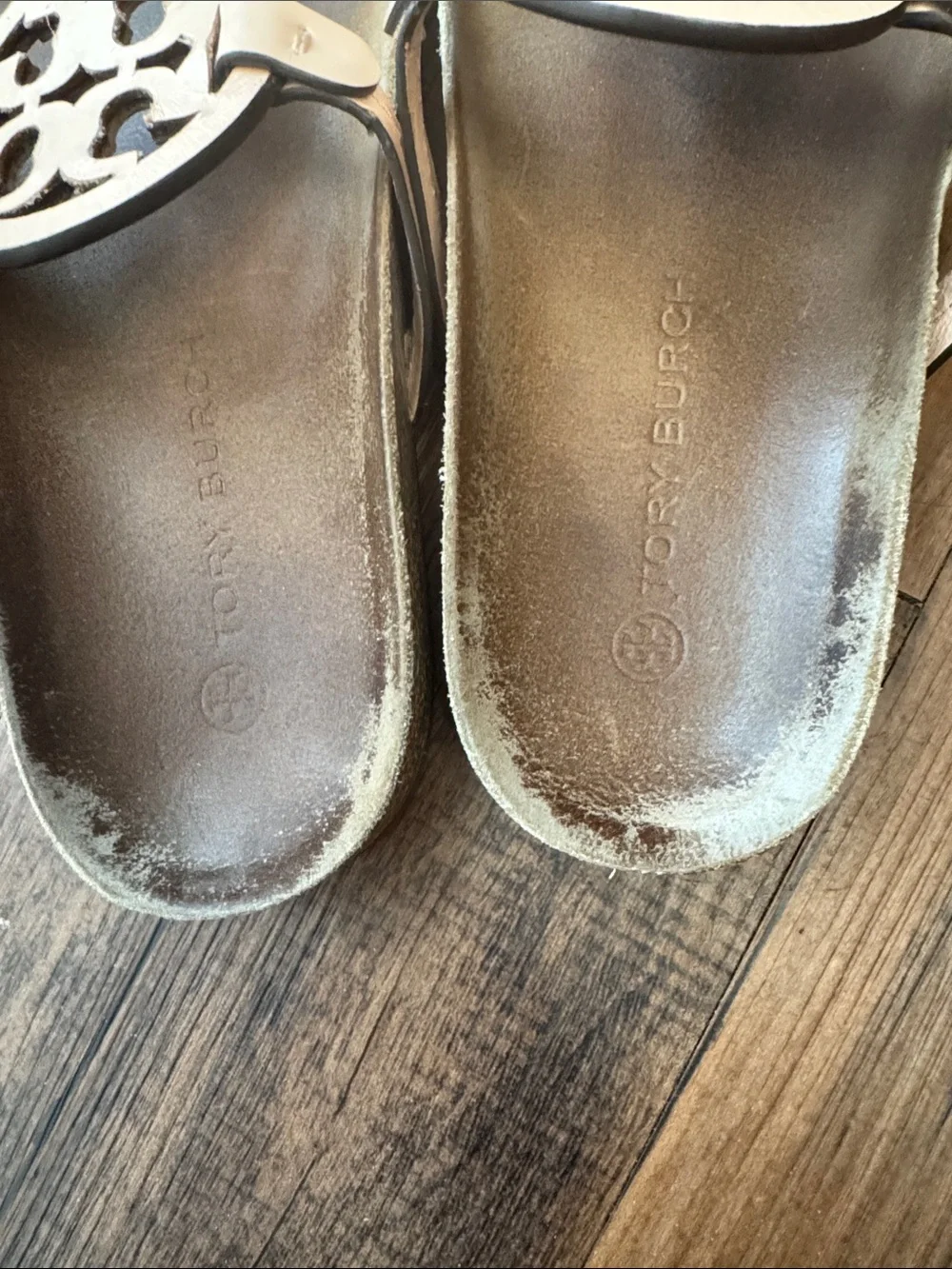 Tory Burch Pale Pink Leather Logo Thong Sandals